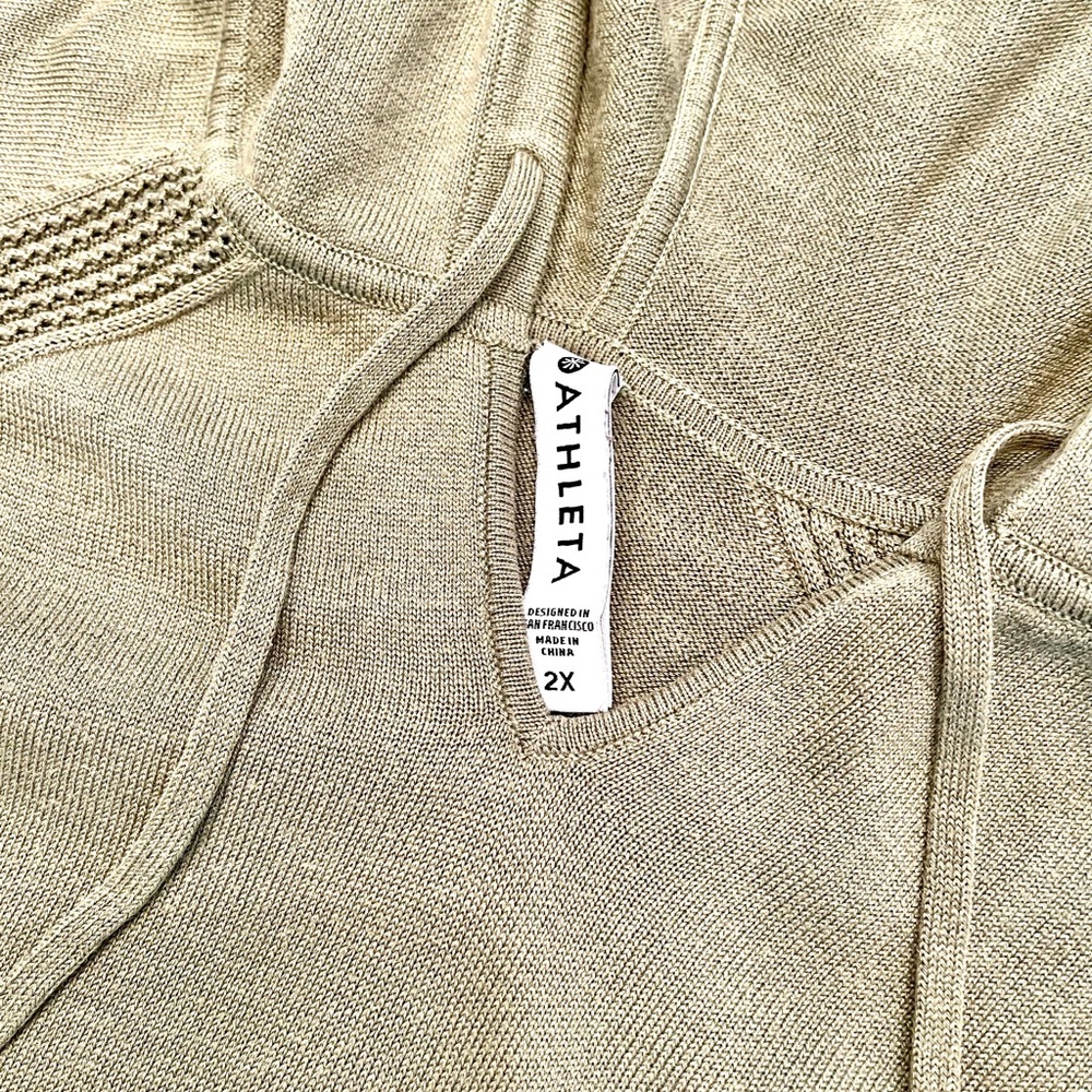 Athleta Evergreen Hoodie Shadow Olive Sweater Oversized Size 2x - Picture 3 of 7